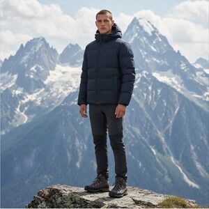 Kenneth Cole Sturdy Mid-Weight Insulated Utility‎ Quilted Jacket, Navy Size L